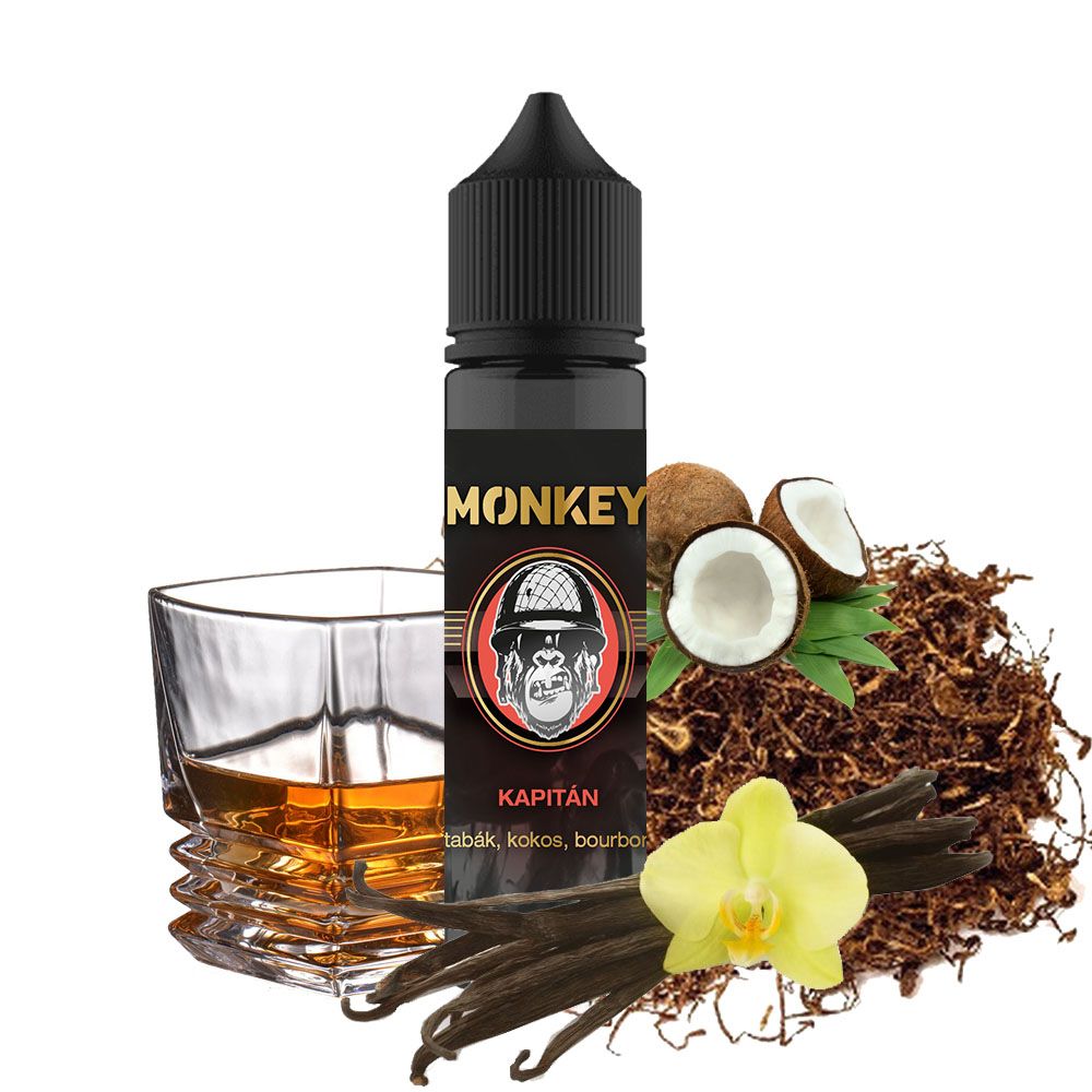 KAPITÁN - tabák, kokos, bourbon - Monkey shake&vape 12ml Monkey liquid