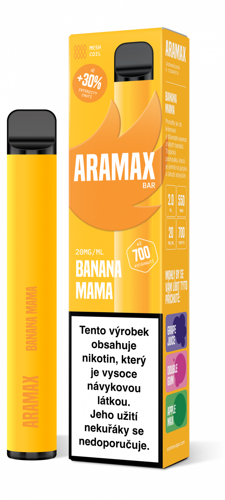 BANANA MAMA 20mg/ml - Aramax Bar 700 - jednorázová e-cigareta